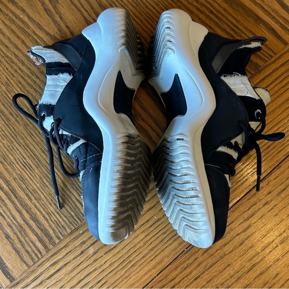 Sam Edelman Meena Black & Cream Frayed Fabric Striped Chunky Sneakers Size 5 - Picture 4 of 8